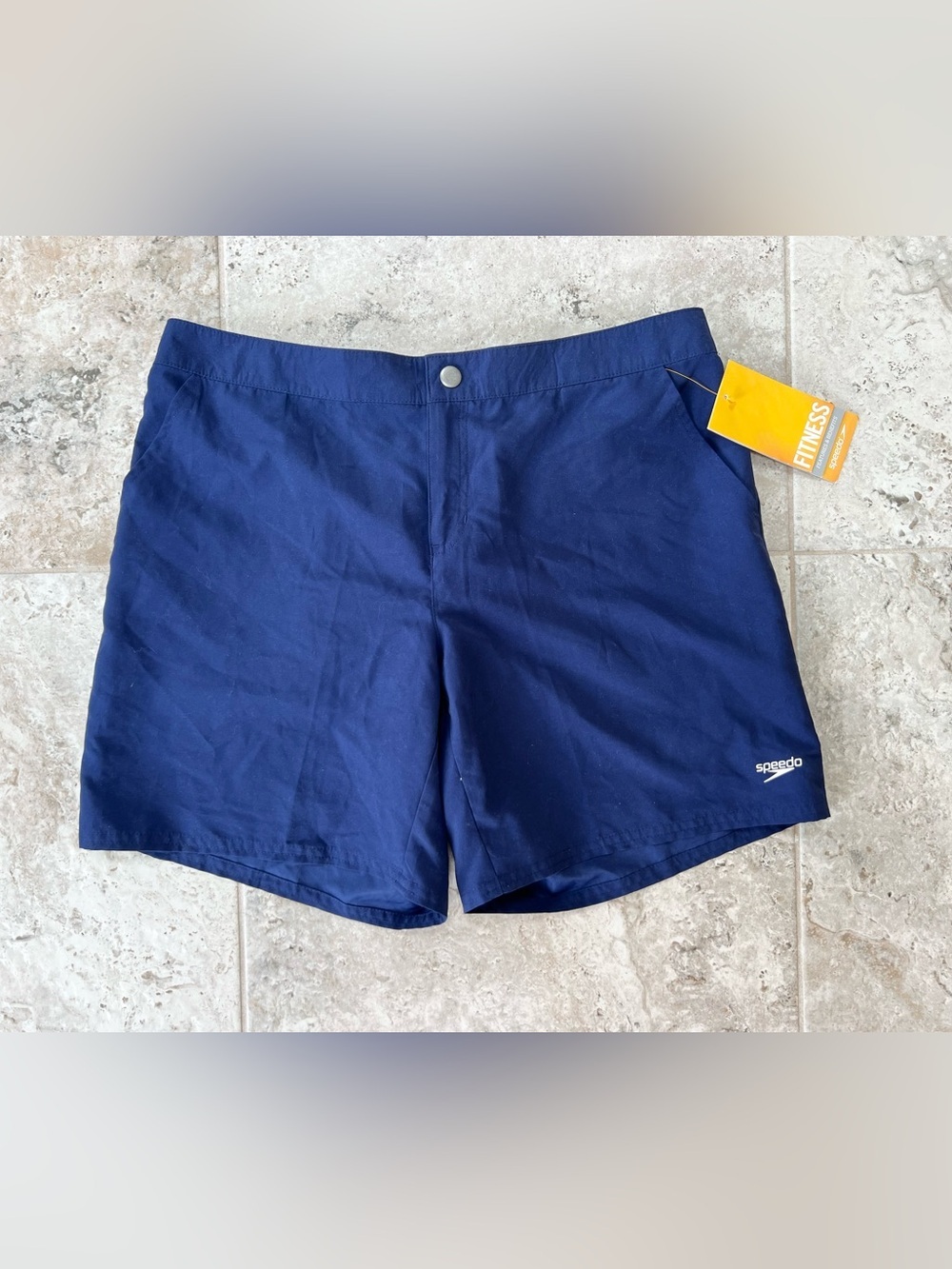 Speedo NWT 16.5” Performance Hybrid Navy Blue Swim Trunks Watershorts, Large